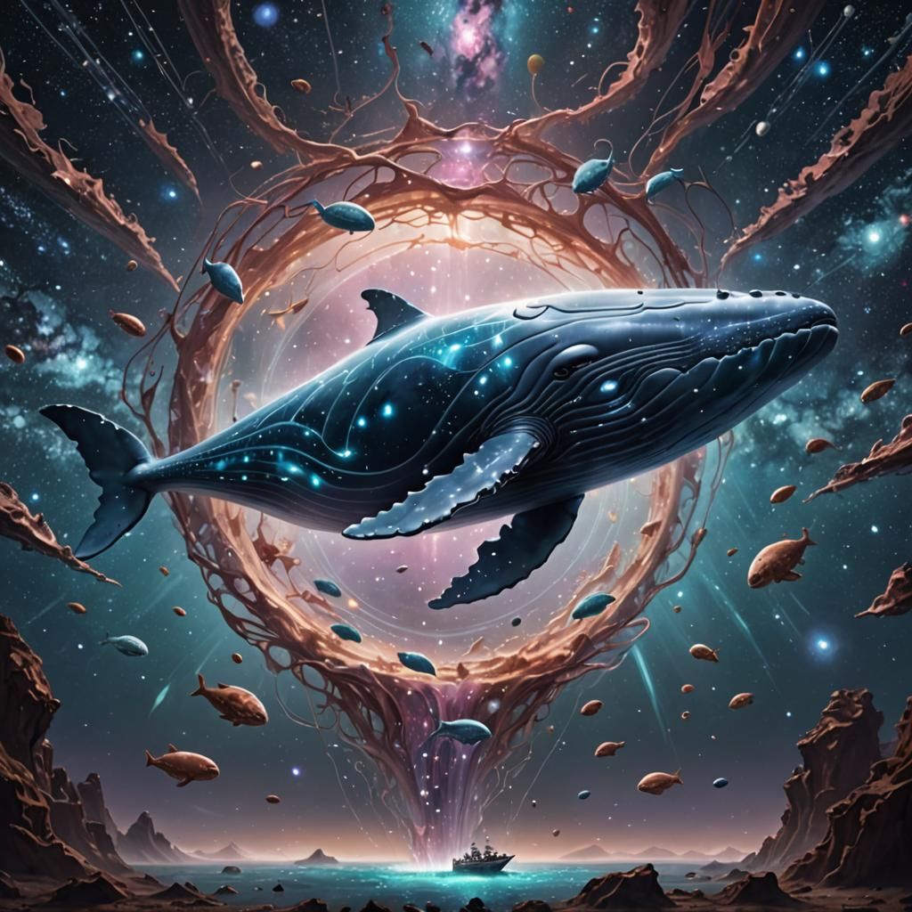 Bioluminescent Whale Drifting Through Open Space