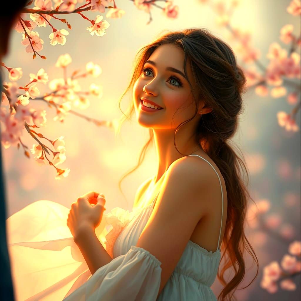 Romantic Young Woman in Love