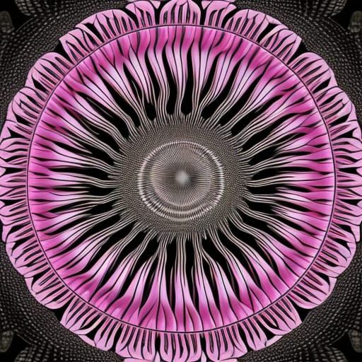 Pink Spiral Mandala with Fractal Design