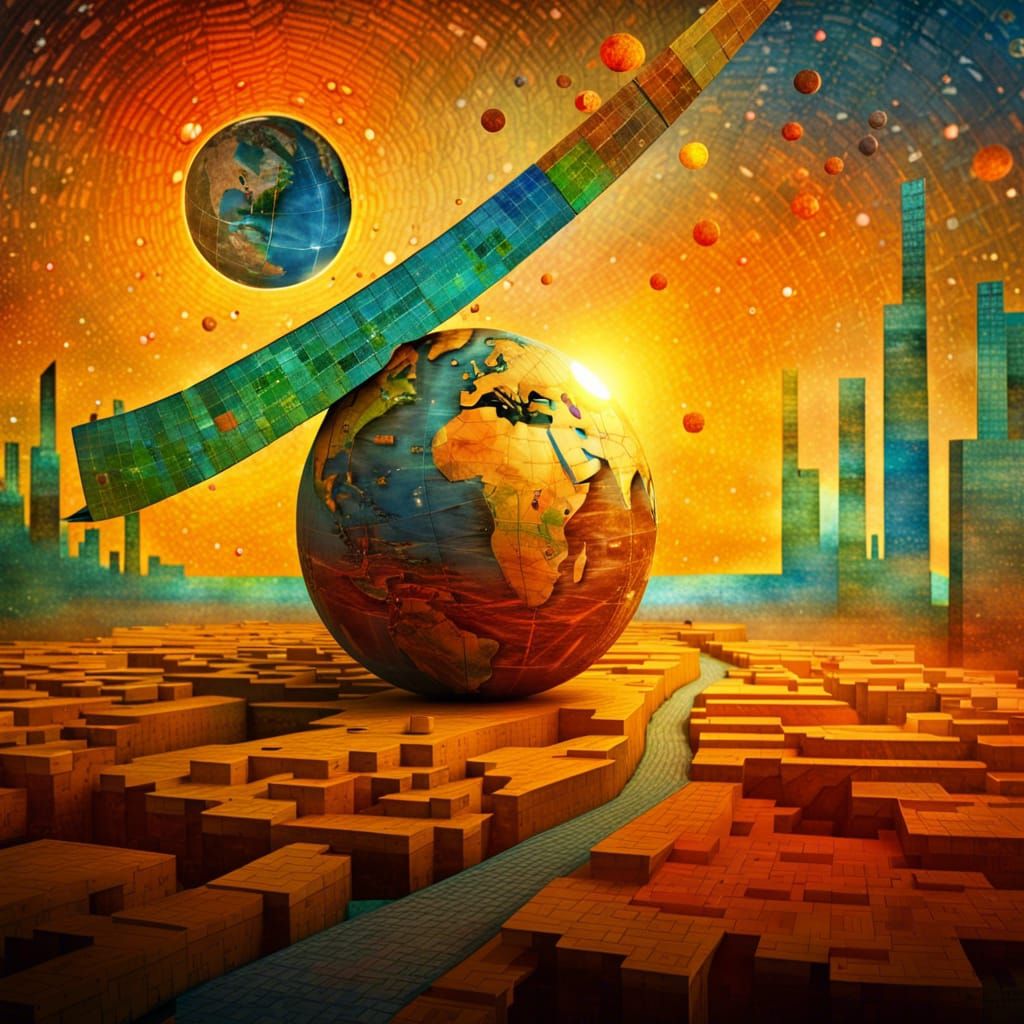 Earth Globe from Space at Sunrise in 3D