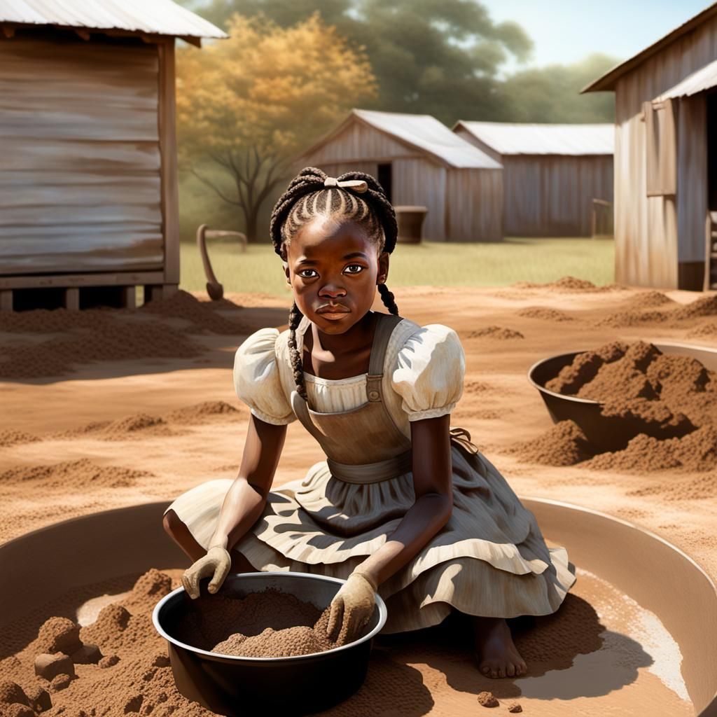 Childhood Nostalgia: Southern Girl Making Mud Pies