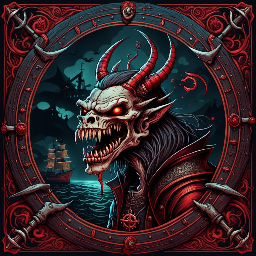 Vampiric Bloodbinder in Horror Nautical Art