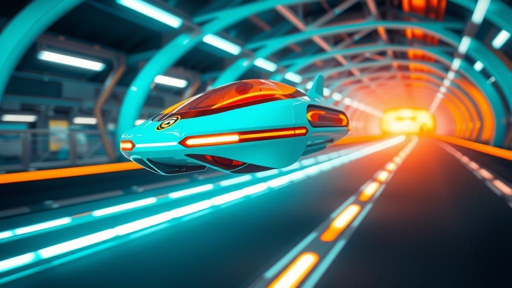 Neon Racer Soars Above Futuristic Track