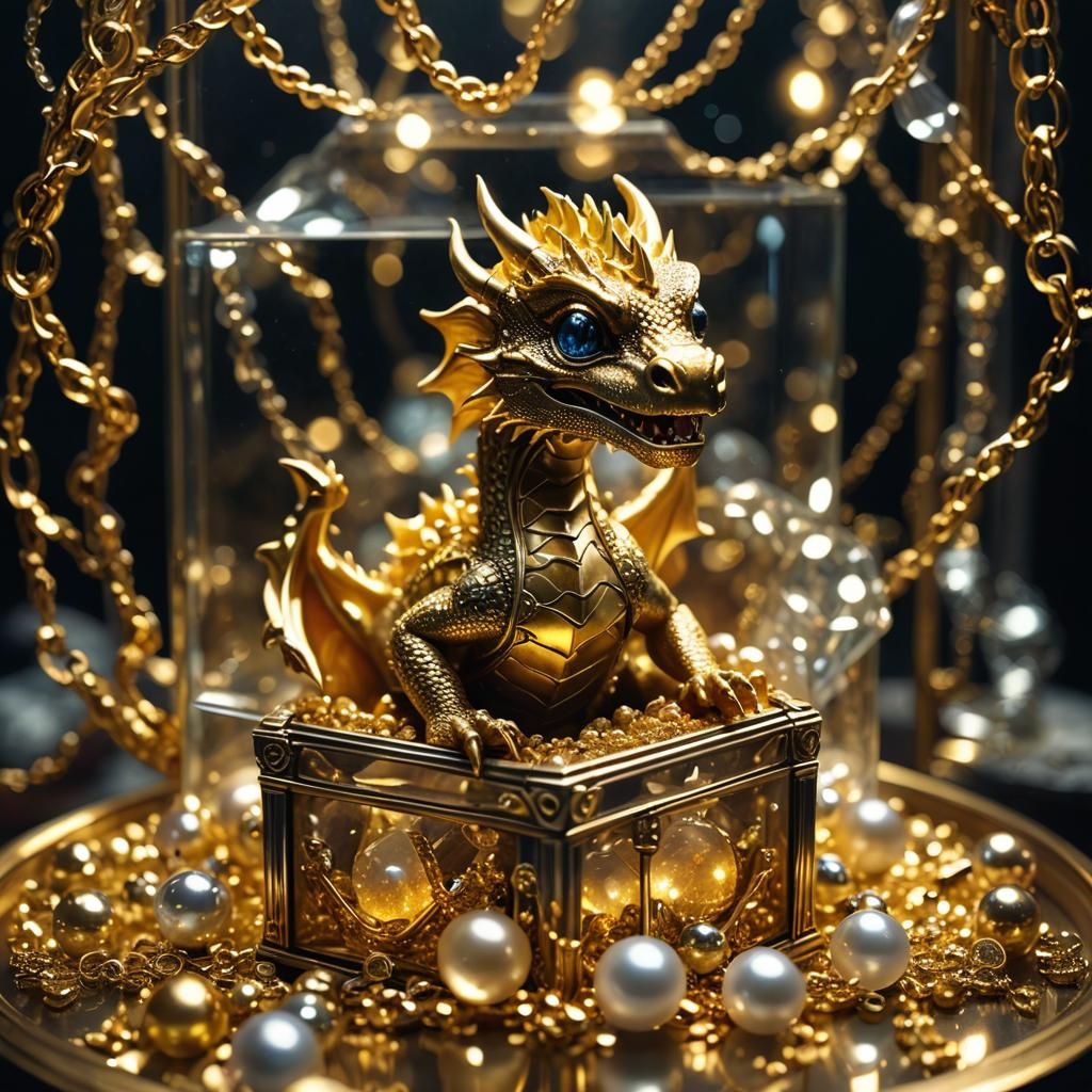 Miniature Dragon in Jewelry Box: Cinematic Film Still