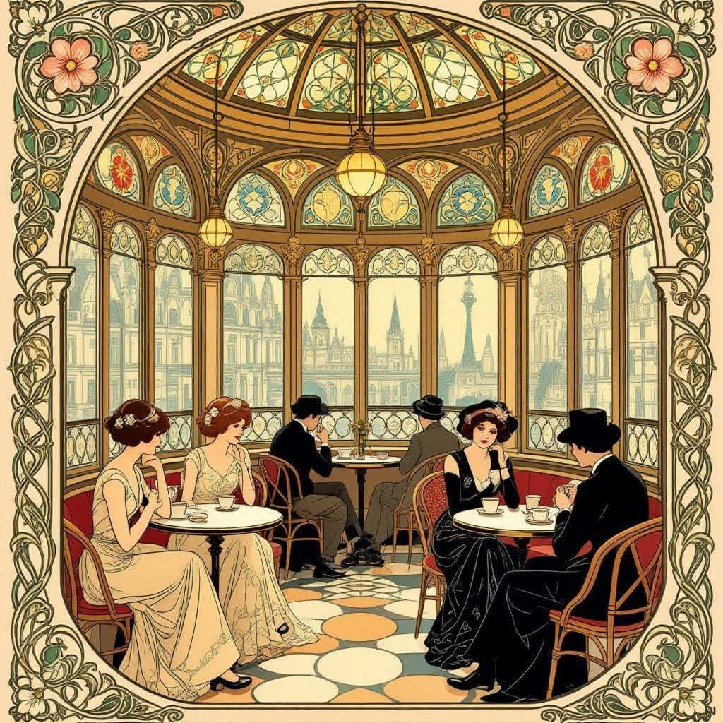 Art Nouveau London Tea Rooms with Floral Patterns