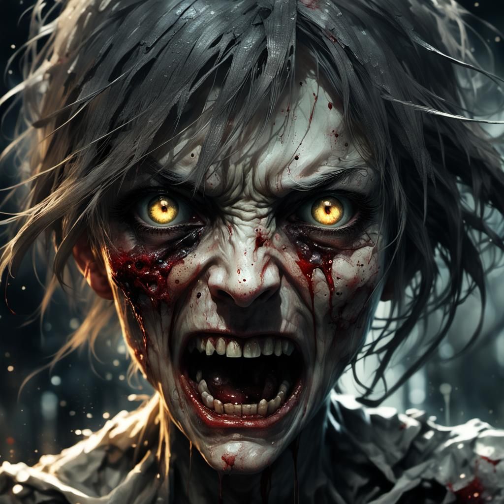 Undead Woman Screaming: A Detailed Character Portrait