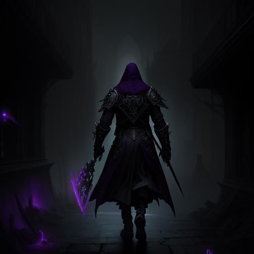 Dark Fantasy Assassin Hiding in Shadows