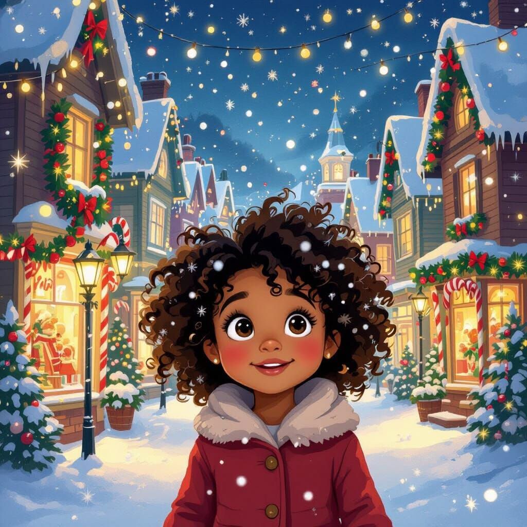 Girl's First Christmas in Magical Snow Town