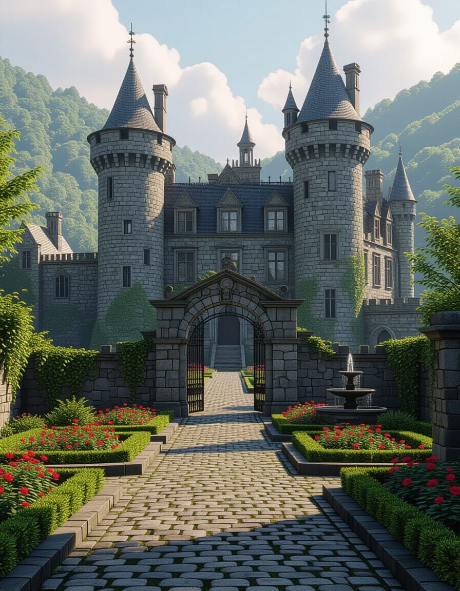 Dark Fantasy Castle Concept Art in 1700s Style