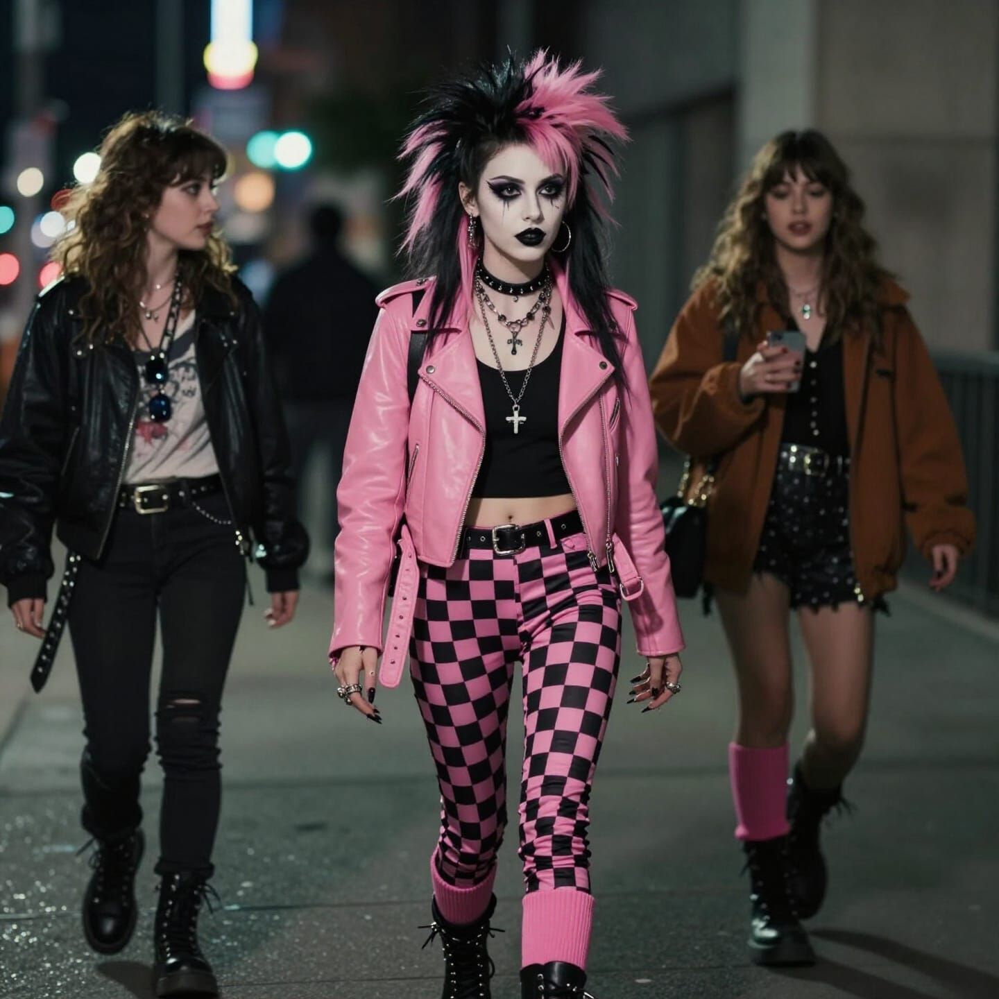 Punk Girl in LA Night: Cinematic Film Still