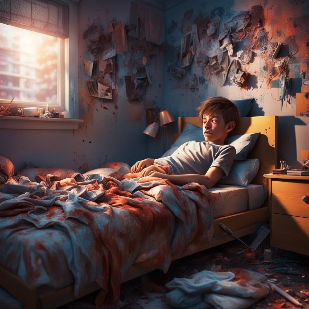 Boy's Nightmare in Hyperreal Cinematic Style