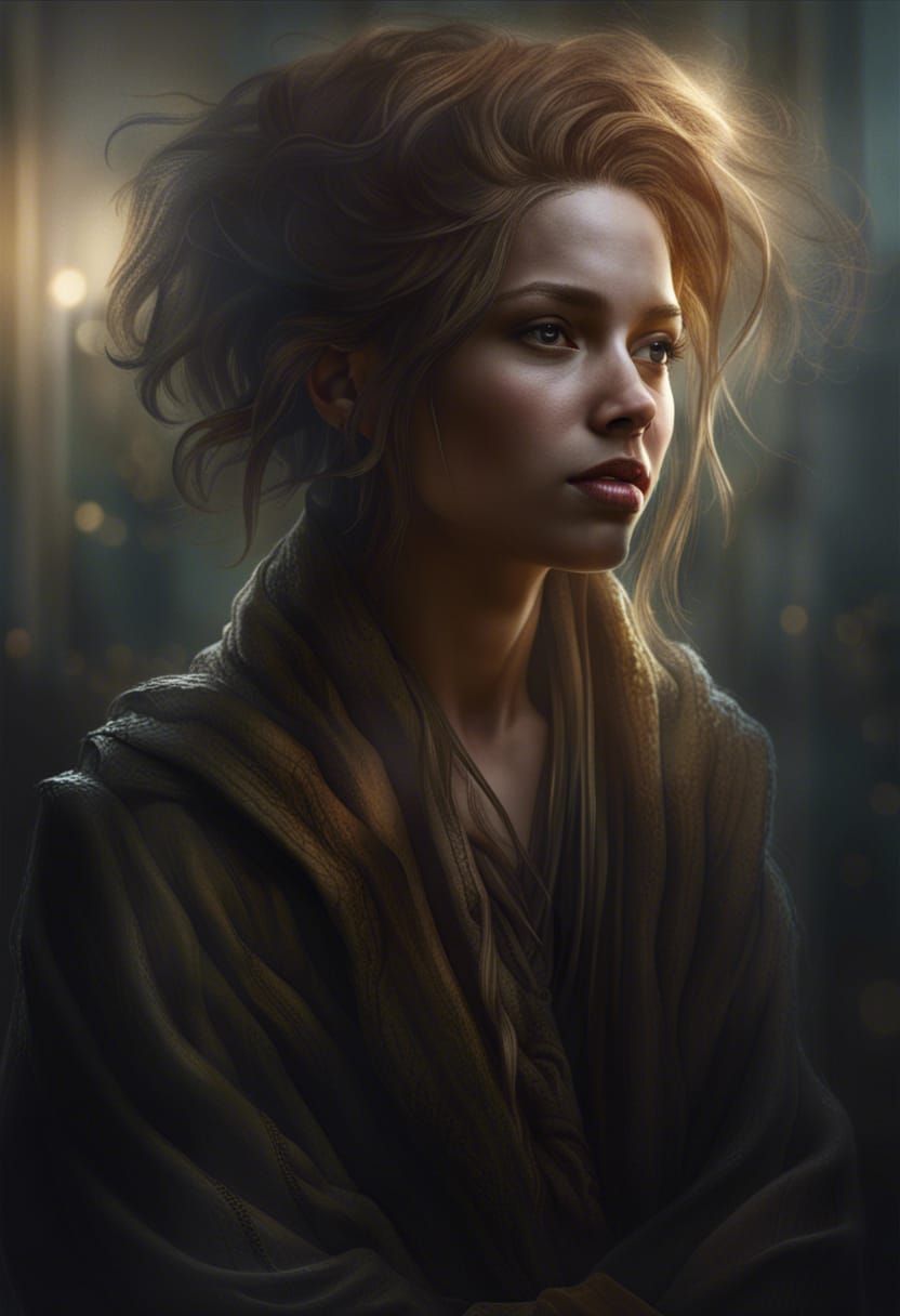 Desperate Beggar with Dragon in Dark Fantasy Style