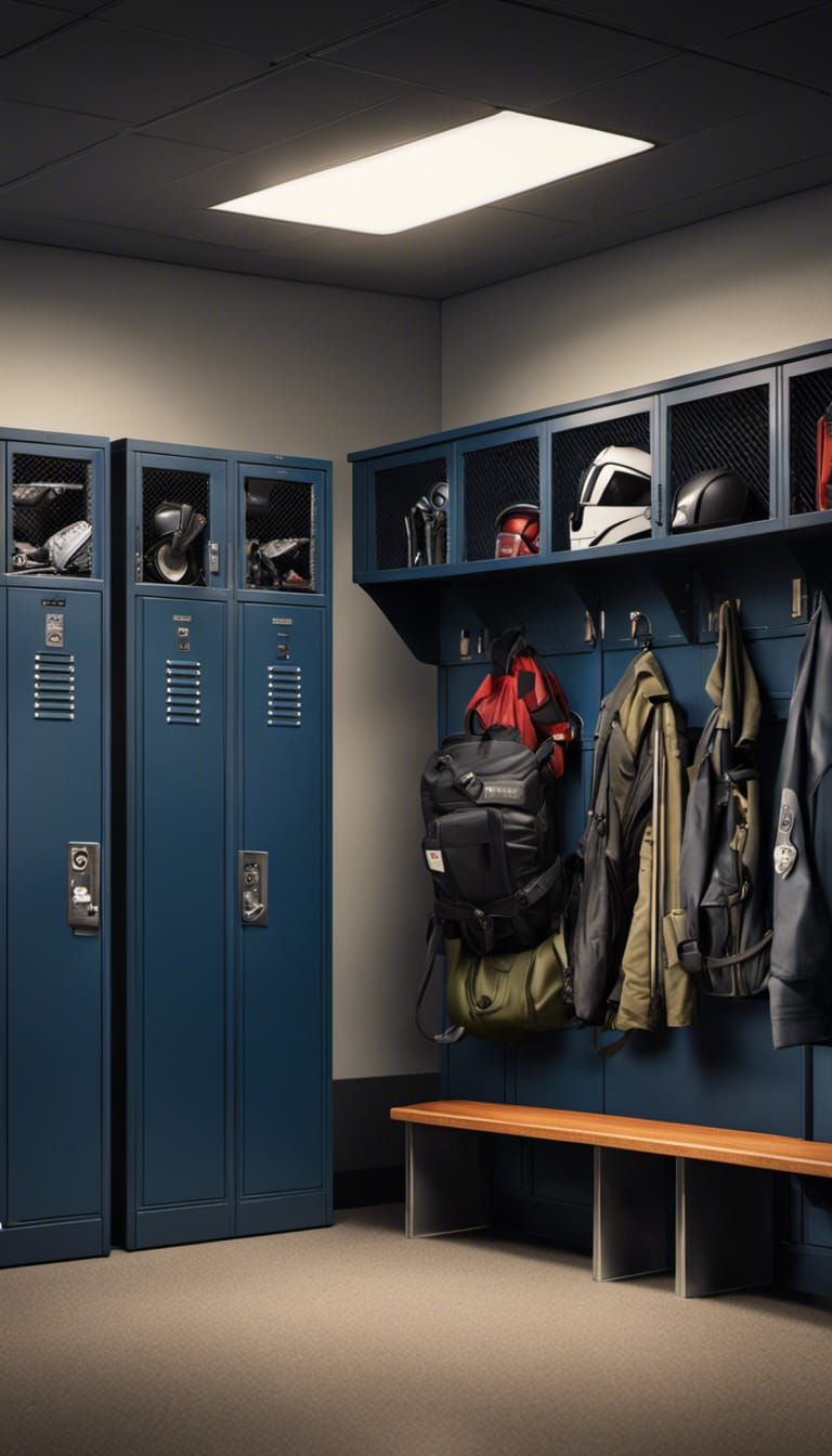 Police Locker Room: Hyperrealistic Concept Art