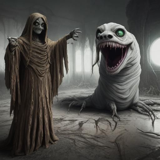 Eerie Mutant Creature in Dark Magic Realism