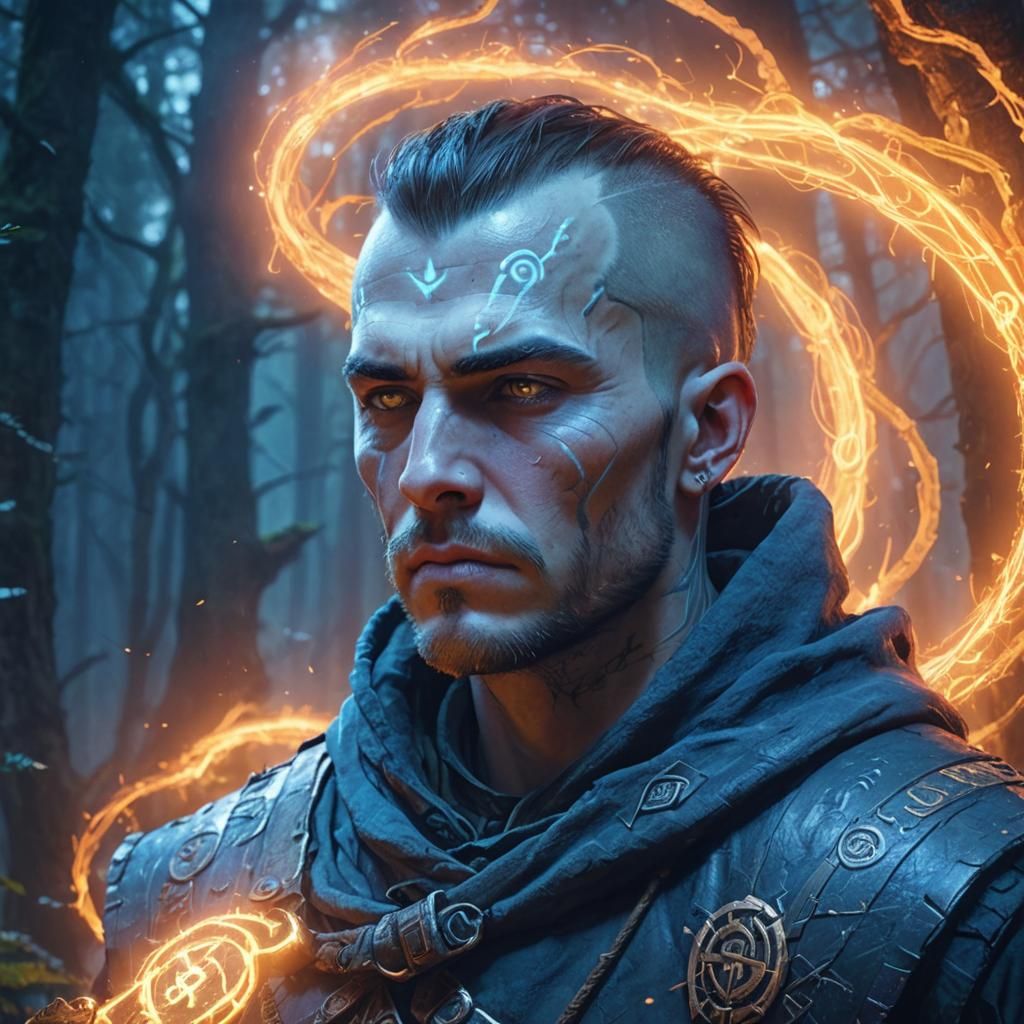 Mystical Runes Adorn Forest Warrior