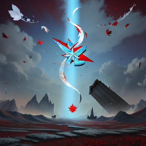 Symbolic Matte Painting: Hammer, Sickle and Nature