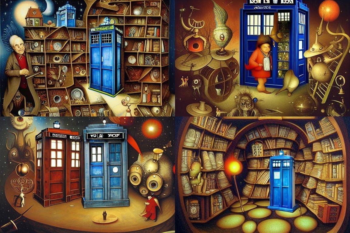 Curiosity Shop with TARDIS in Surreal Style