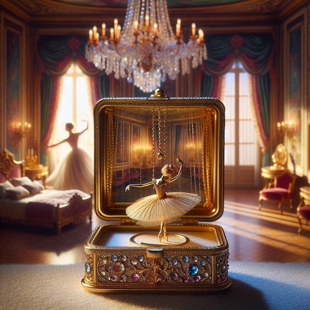 Jeweled Music Box with Ballerina in Opulent Setting