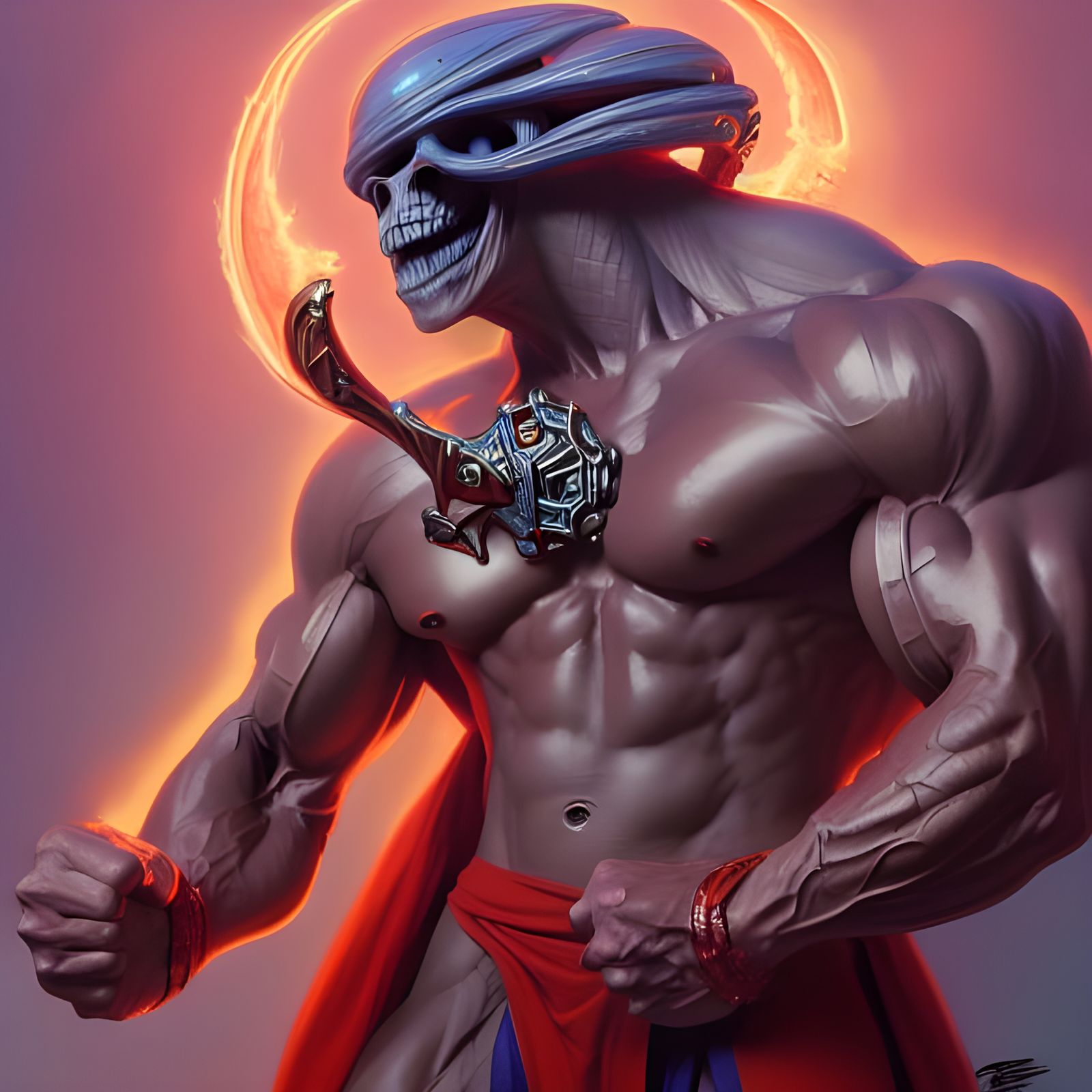 Skeletor as Pro Wrestler: Hyperdetailed Digital Art