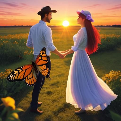 Sunset Butterfly: A Blessed Love in Vibrant Color