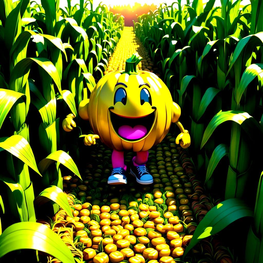 Ms. Pacman and the Corn Maze Entrance