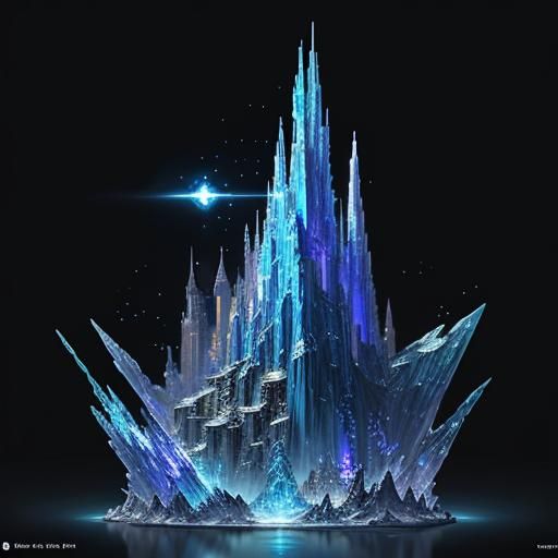 Infinite Blue Crystal Time Space in Detailed Matte Painting
