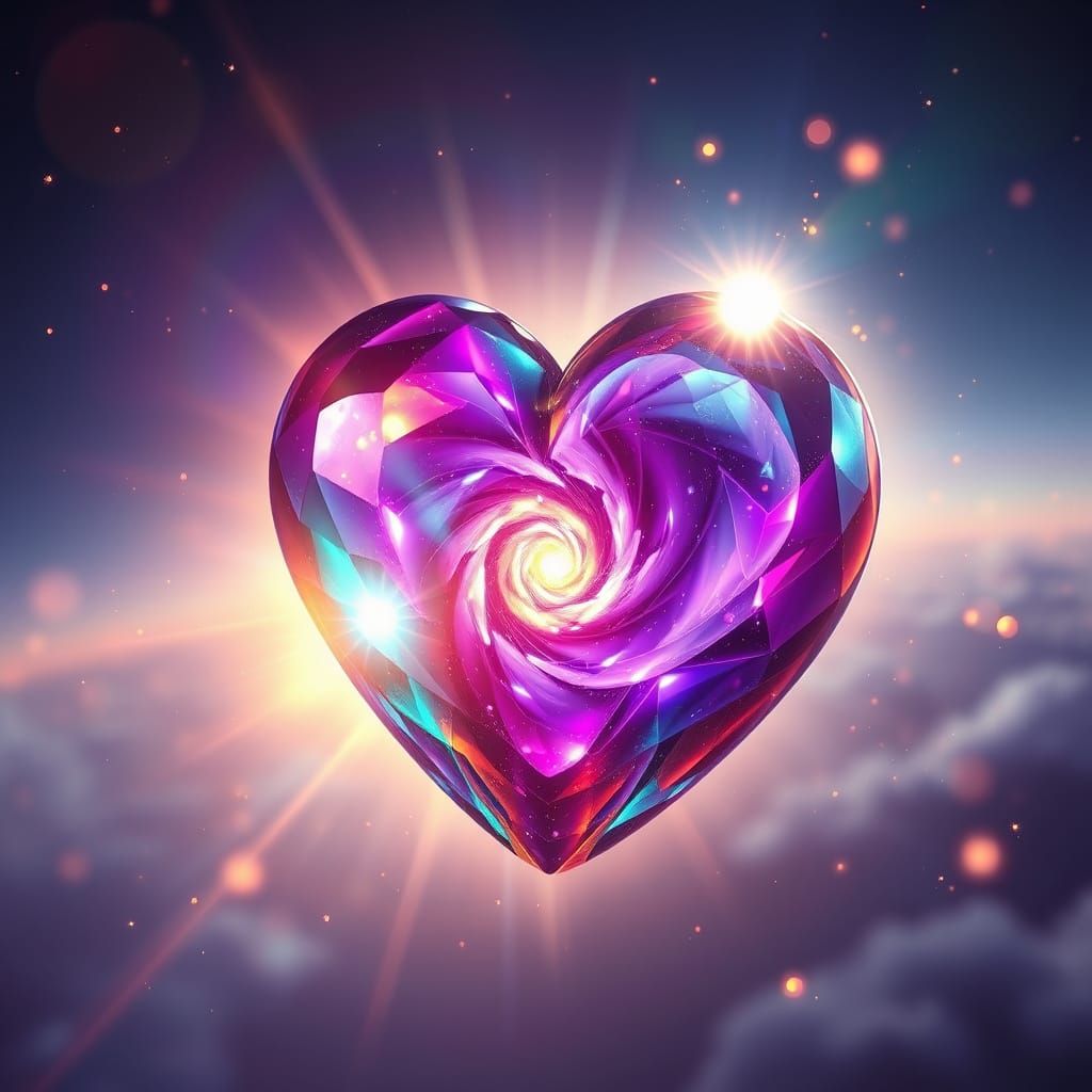 A Radiant, Crystal Heart in Ethereal Expanse