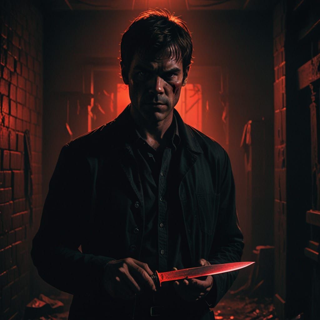 Dark Dexter Morgan in Ominous Red Light