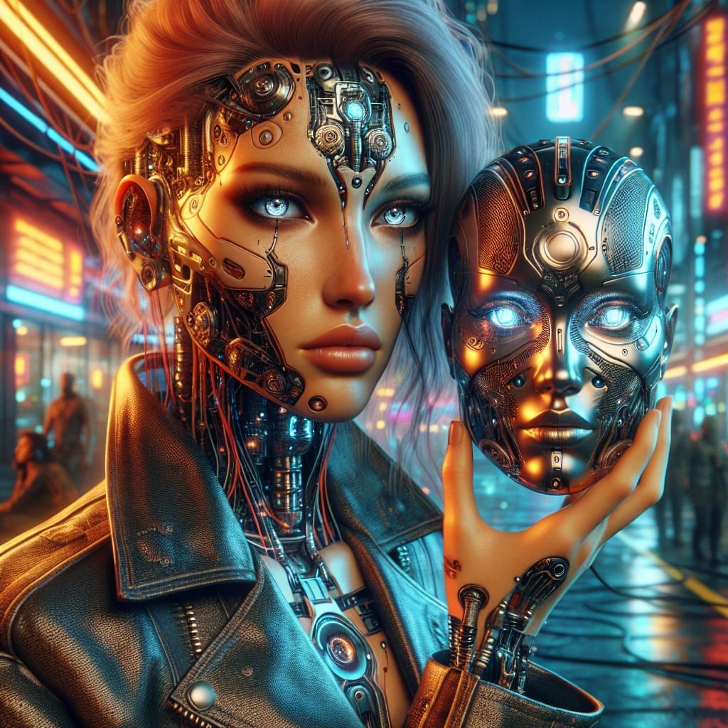 Futuristic Woman Dominates Cyberpunk Metropolis