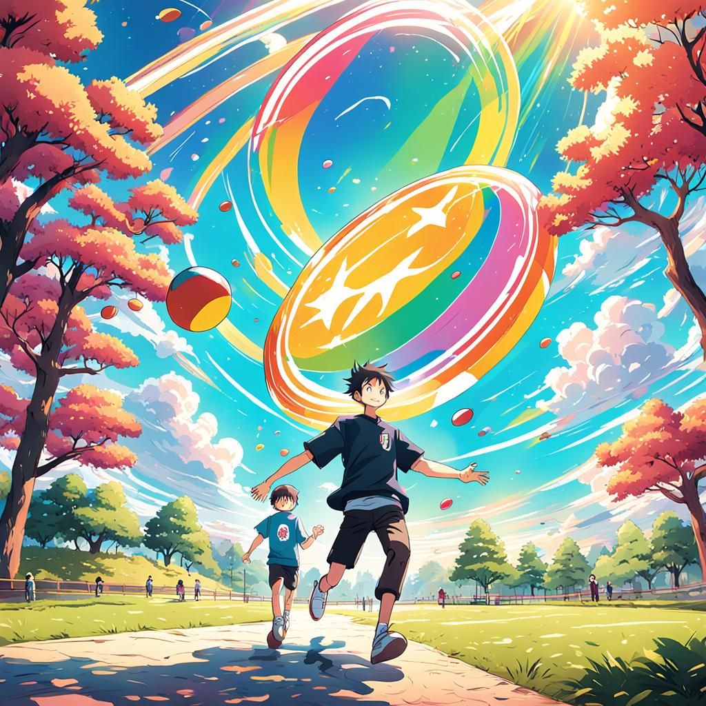 Anime Key Visual of Father and Son Playing