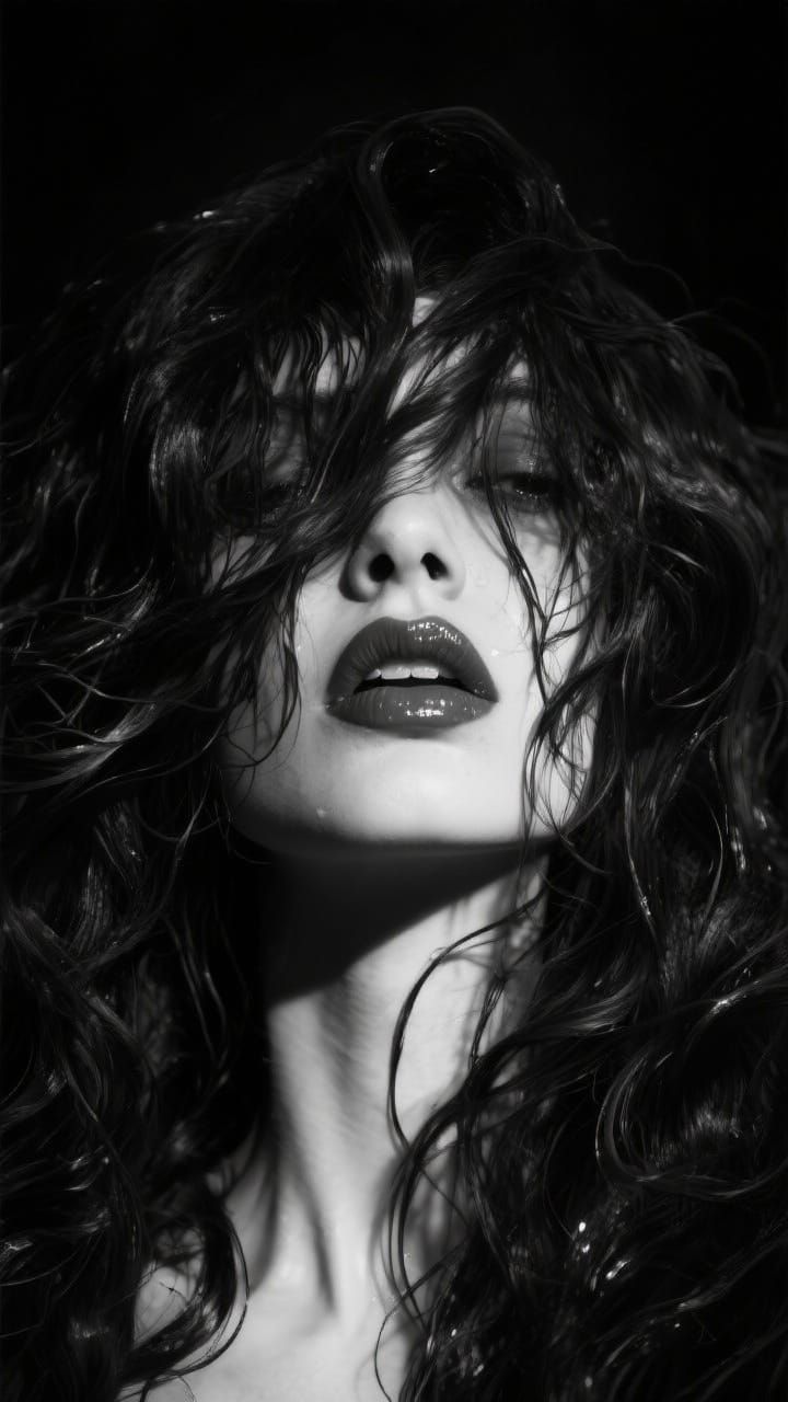 Dramatic Black and White Portrait of a Woman