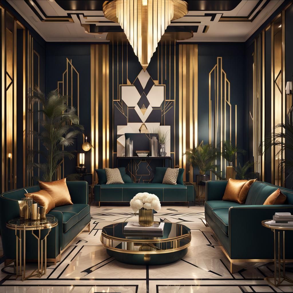 Art Deco Living Room with Geometric Design