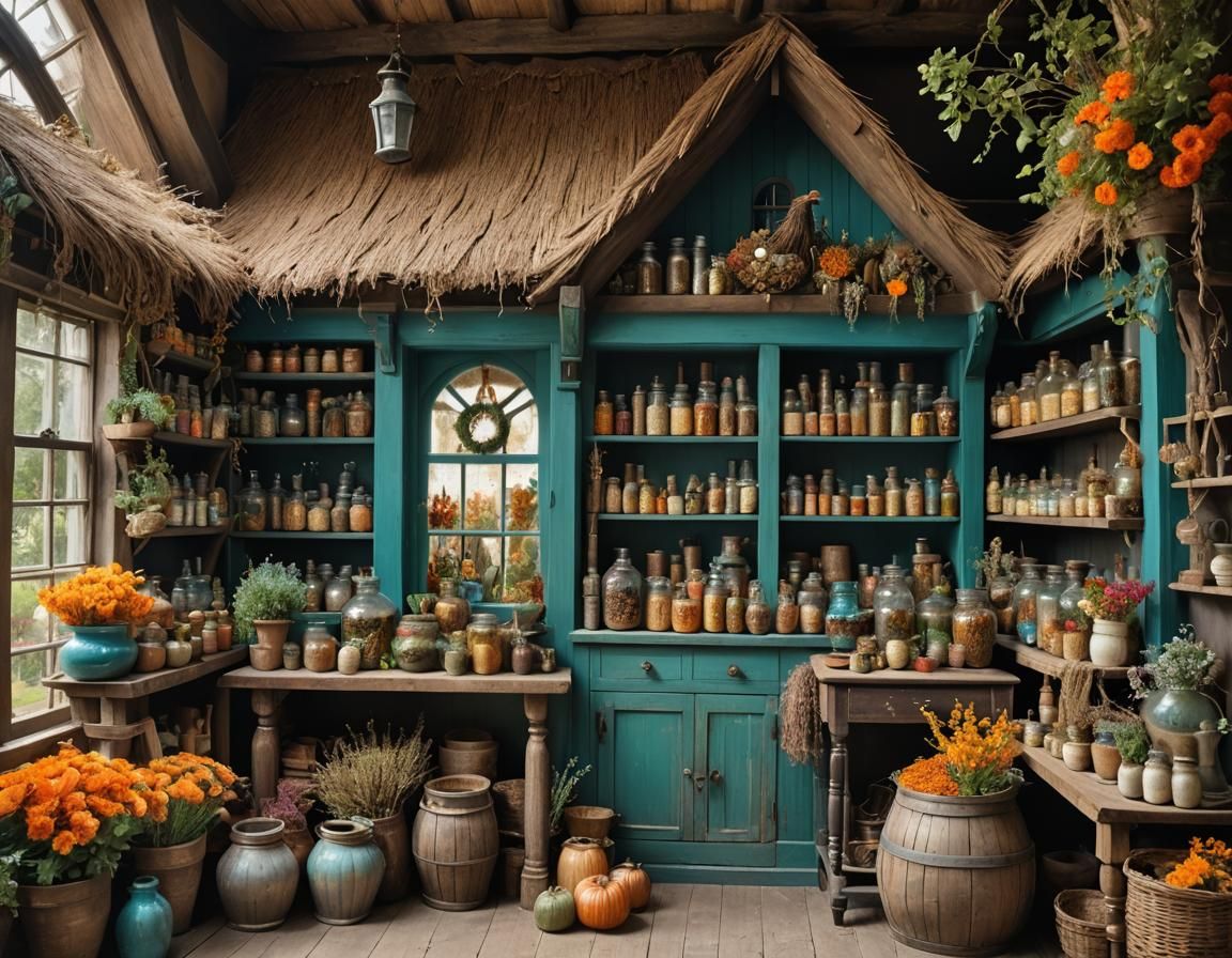 Fantasy Apothecary with Autumnal Decorations