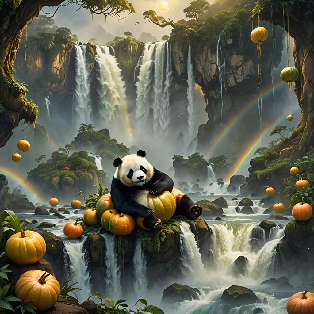 Panda's Floating Dream: Fantasy Matte Painting