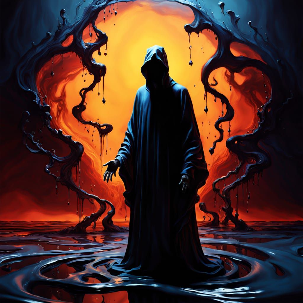 Dreamlike Demon Form Melts in Surreal Landscape