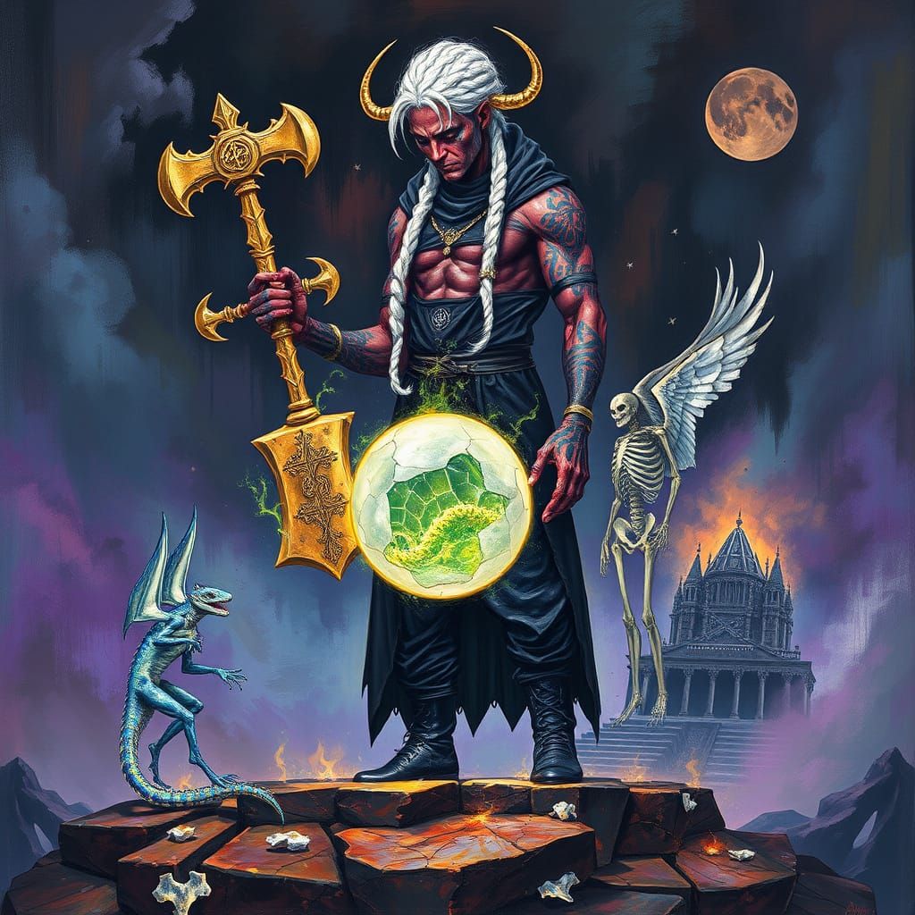 Gothic Supernatural Being with Demonic Familiar