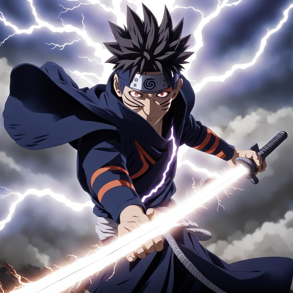 Obito with Lightning Sword: Dynamic Action Scene