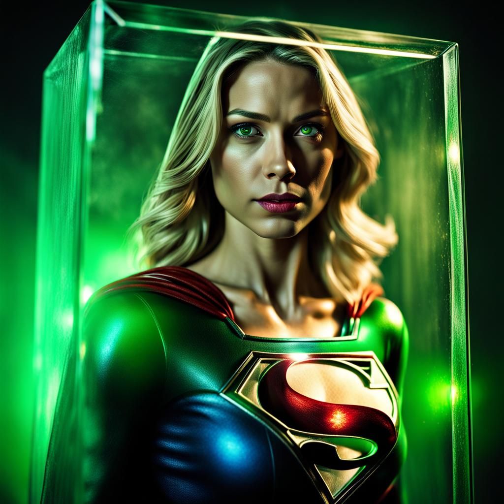 Supergirl Trapped: Hyperrealistic Prism Portrait
