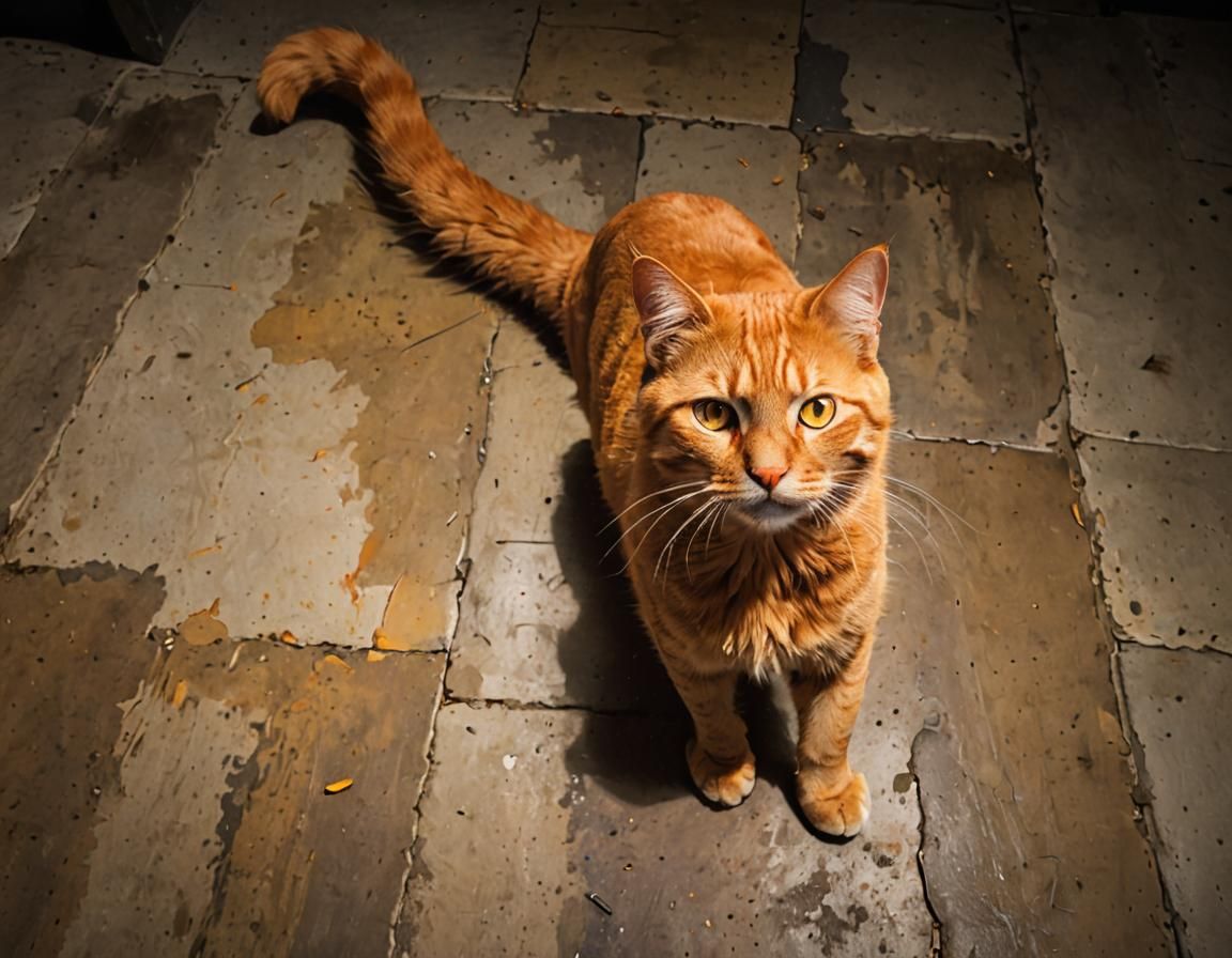 Fierce Orange Cat in Dramatic Attack Pose