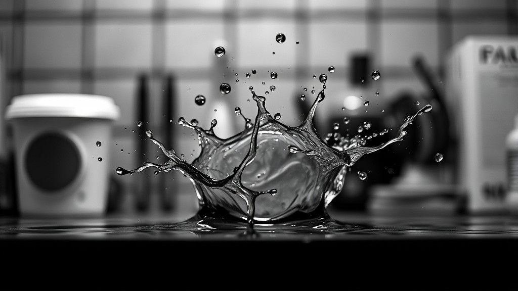 High-Contrast Black and White Splash Still Life