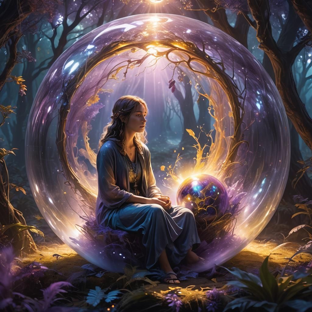 Person in Orb: Surreal Ethereal Concept Art