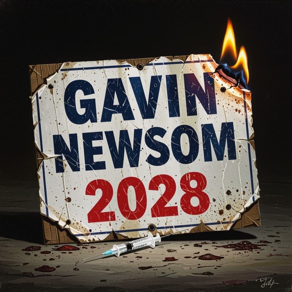 Tattered Political Sign in Haunting Realism Style