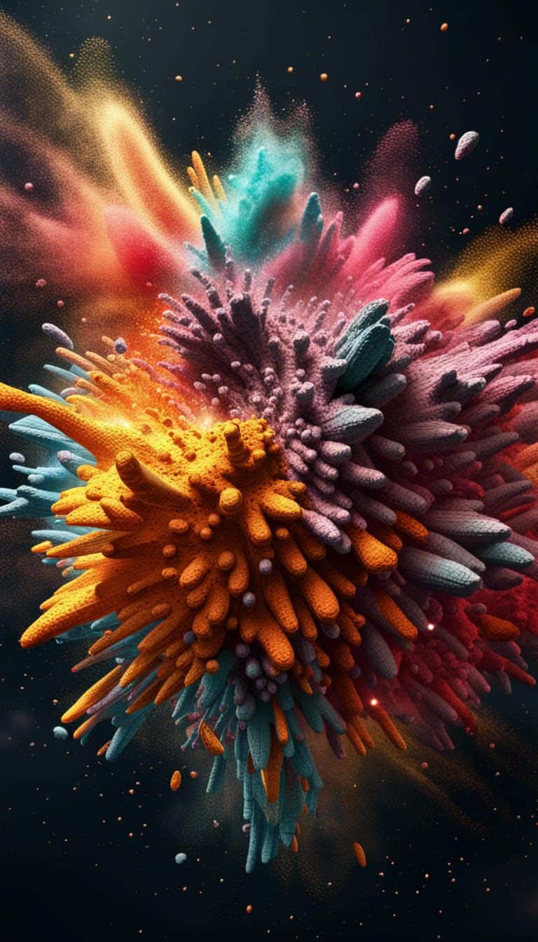 Colorful Dusty Explosion in Deep Space
