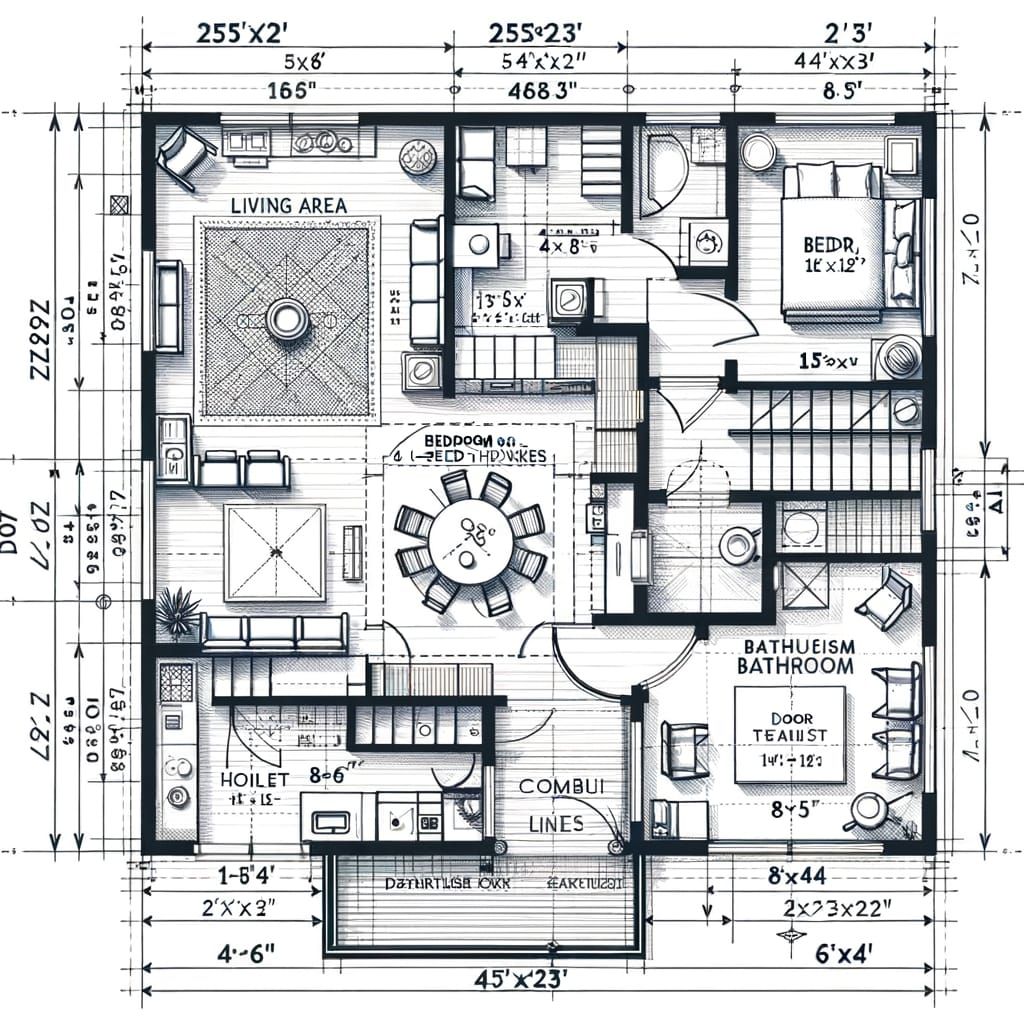 Detailed 2D Floor Plan for a Single-Story Home