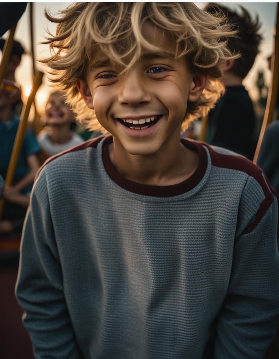 Boys Enjoying a Playground Merry-Go-Round