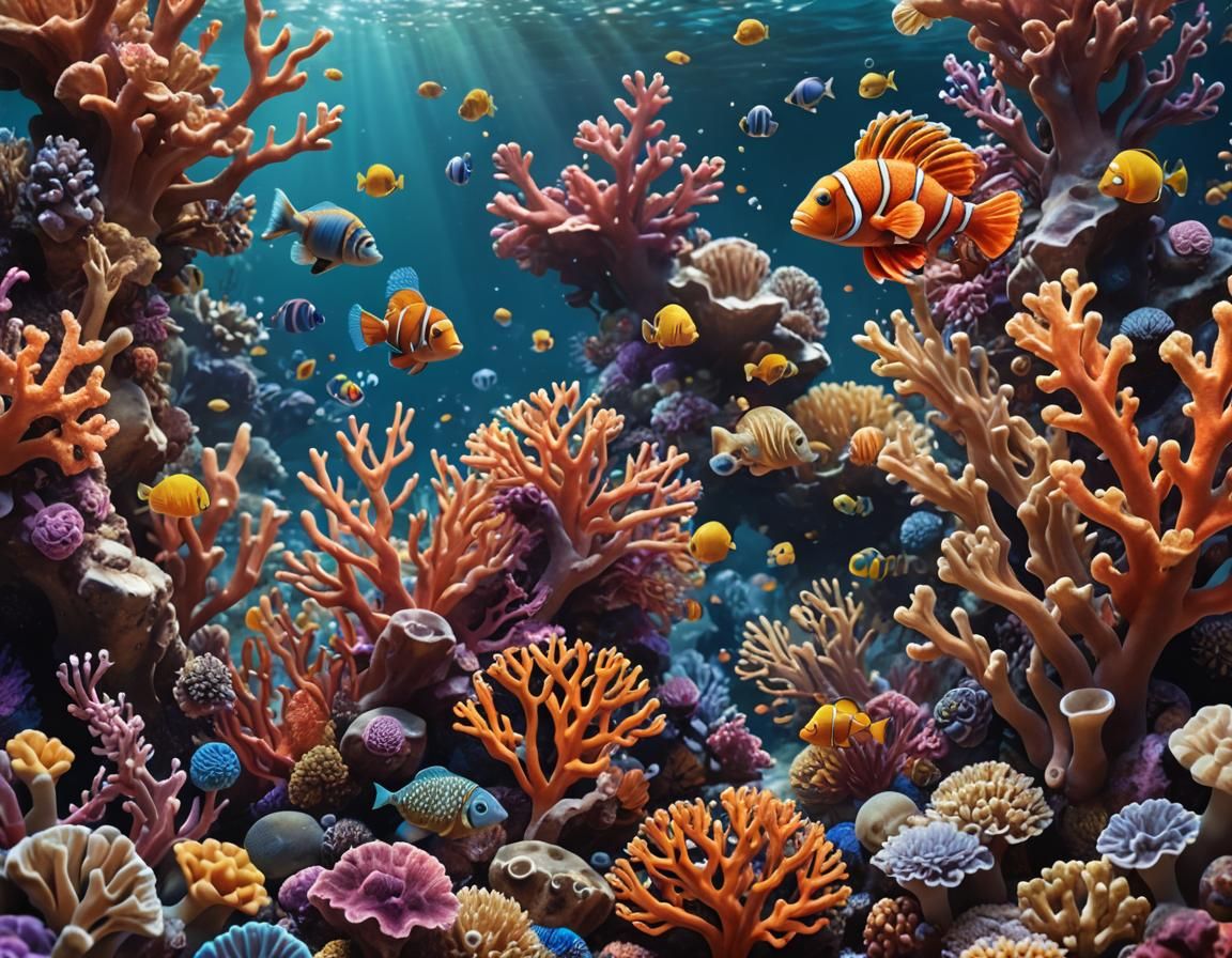 Vibrant Coral Reef Ecosystem in Dynamic Realism