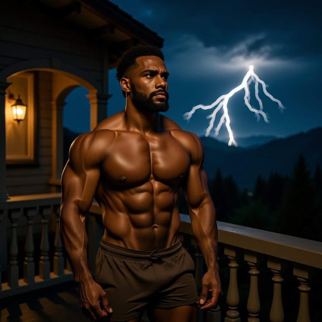 Ethiopian Man Gazing at Mountains with Dramatic Lighting
