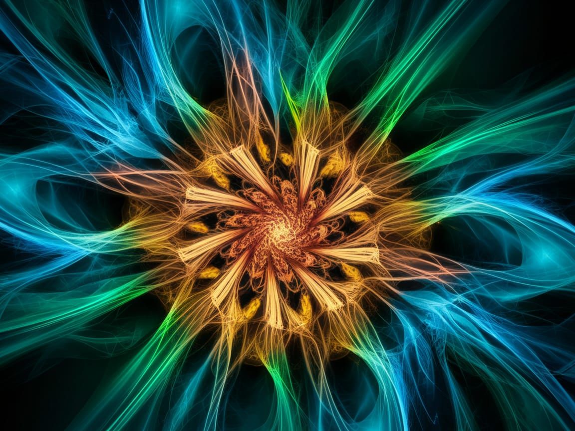 Abstract Aquamarine Amber Composition