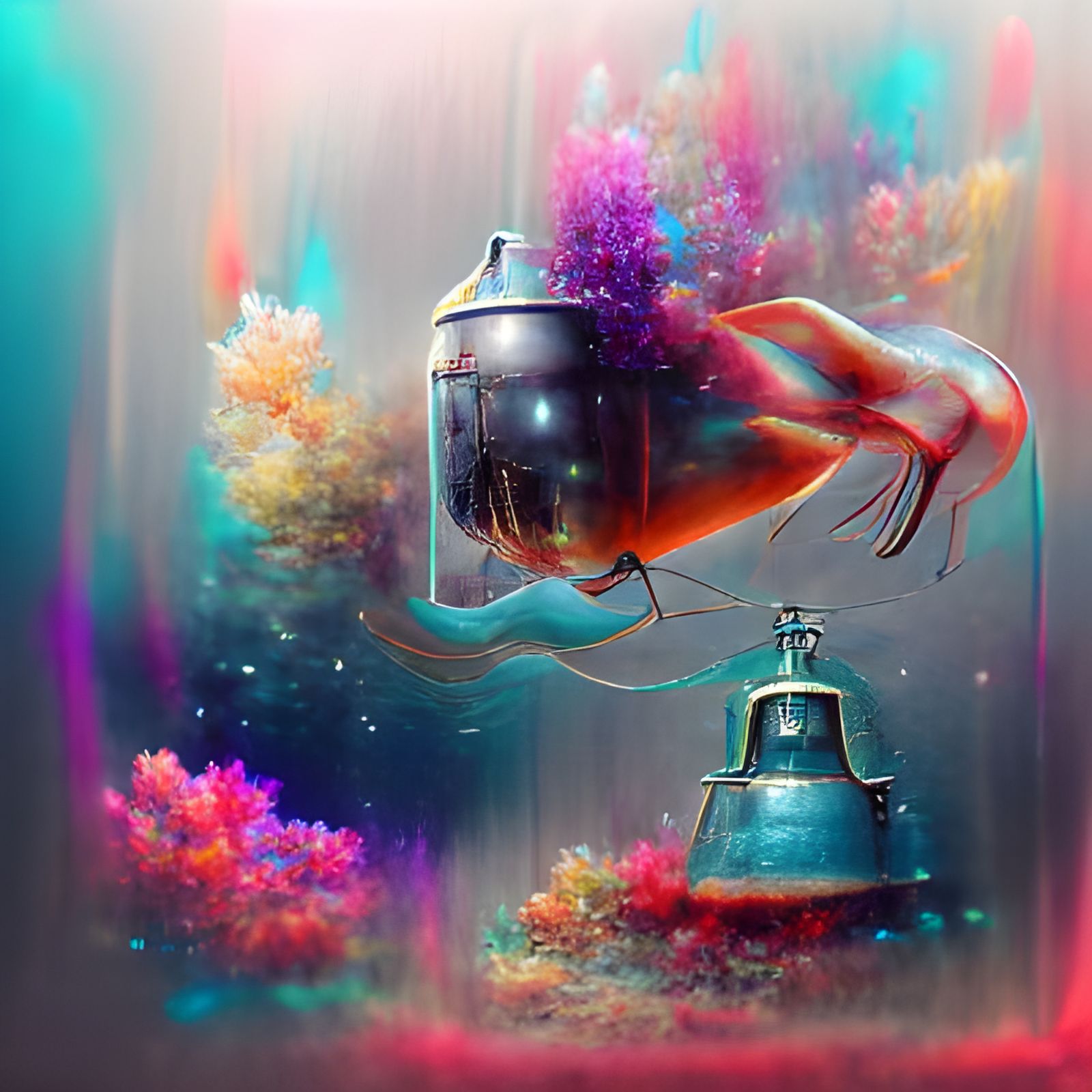 Cosmic Diving Bell: Holographic Astral Illustration
