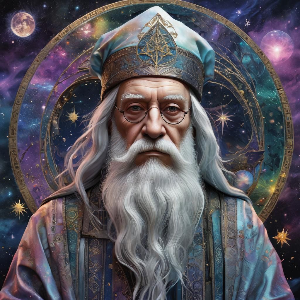 Astral Dumbledore in Mixed Media Style
